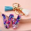 Llavero con 26 letras en inglés, estilo europeo y americano, con borlas de cristal acrílico transparente, adorno para bolso, pequeño regalo.