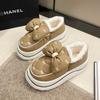 Pantuflas de Algodón de Invierno para Mujer para Uso en Exteriores, Zapatos de Algodón Antideslizantes de Moda con Moño, Talón Cerrado, Diseño de Manchas, Silenciosos, Impermeables, Duraderos, Grafeno