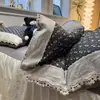 Conjunto de quatro peças de renda francesa vintage com babados de algodão, amigável à pele, conjunto de cama princesa floral de três peças para primavera e outono, classe A