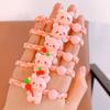 Anillo para el cabello tejido con forma de oso rosa súper lindo de estilo coreano para niños, suave, inofensivo, lazo para el cabello diario, accesorios para el cabello para niños