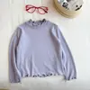 Ropa de otoño para bebé niña, camiseta elegante y versátil, camiseta básica con cuello de encaje, top de otoño a la moda para niñas