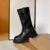 Botas de caballero cómodas de estilo británico con suela gruesa de 5.5CM, nuevo modelo otoño e invierno 2026, puntera redonda, tacón grueso, hebilla de cinturón, botas estilo Martin para mujer
