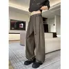 Pantalones casuales rectos holgados de marca de moda para hombre, talla grande, para otoño, con cinturón, estilo retro old money