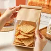 Saco de embalagem para pão, saco para alimentos, saco de embalagem personalizado para panificação e confeitaria, saco transparente com janela para torradas, selado nos oito lados, grau alimentício
