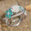 Venta Directa de Fabricante: Anillo Floral con Diseño de Gota de Aceite, Estilo Fresco para Mujer, Exquisito Anillo Individual para Compromiso o Boda