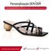 Sandálias da moda com tiras de salto especiais em estilo europeu e americano personalizadas OEM, versão de alta definição de sapatos femininos casuais com bico quadrado, fabricante OEM