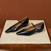 807-1 Zapatos franceses cómodos de piel suave con punta y tacón grueso, nuevos, versátiles, con temperamento simple, zapatos profesionales para el trabajo