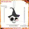 Pingente de Caveira de Olhos Grandes para Halloween, Pequeno Ornamento 2D Plano de Acrílico de um Zumbi Usando um Suéter Floral Colorido