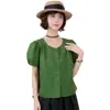 Diseño de Nicho, Camisa Casual y Versátil con Mangas Abullonadas para Mujer, Nuevo Top Delgado y Bonito Verano 2025