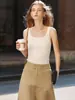 Suéter de Cachemira Pura Color Oro Suave, Camisola Cuadrada de Cuello en U, Chaleco de Otoño, Prenda Base, Ropa Exterior, Prendas de Punto de Alta Gama