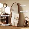 Espejo de cuerpo entero retro para uso doméstico, espejo de suelo para sala de estar, espejo irregular de pared, espejo de tocador, espejo de probador para dormitorio, espejo de celebridad de internet