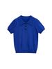 Camisa Tejida de Manga Corta Amarilla Fina con Cuello Polo Casual Verano Mujer 2025 Estilo Europeo y Americano Camiseta Casual