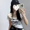 Camiseta Corta de Manga Corta con Estampado de Remaches para Mujer, Estilo Urbano, Chica Atractiva, Nueva Colección Verano 2026, Fresca y a la Moda, Ajustada