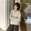 Suéter cárdigan nuevo estilo Otoño e Invierno 2025 Estilo Retro Americano Cuello Henry Manga Larga para Mujer Estilo Perezoso Casual Tejido de Punto Cuello en V