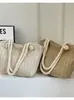 Bolsas de Palha Trançada Transfronteiriças Bolsas Femininas 2026 Nova Moda Simples Grande Capacidade Bolsa de Ombro Único Feminina Bolsa Tote Vazada
