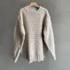Suéter Casual Versátil de Cuello Redondo para Hombre, Suéter de Punto con Diseño de Nicho Invernal Estilo Desgastado, Pantalones de Trabajo para Hombre