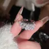 Anillo Abierto Geométrico de Circonita Estilo Palacio Francés, Anillo de Dedo Índice de Alta Gama de Nicho, Joyería de Moda, Exquisita y Personalizada para Mujeres