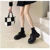 Sapatos de couro de estilo britânico de salto grosso com sola grossa para mulheres 2024 inverno nova moda versátil com cadarço sapatos Mary Jane para mulheres