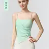 Top Regata de Yoga com Decote V em Renda Costas Bonitas Copas Integradas Sutiã Esportivo Anti-Deslocamento Push-up Emagrecedor Cropped Fitness