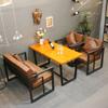 Vintage ferro forjado simples e duplo sofá mesa combinação de lazer café leite chá loja mesa e cadeira de três peças atacado