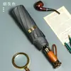 Paraguas automático de alta gama con mango de madera maciza, diez varillas resistentes al viento, paraguas para publicidad de negocios, plegable, paraguas automático para hombre, venta al por mayor