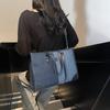 Grande Capacidade Denim Bag Feminino 2024 Nova moda Contraste de Cor Ombro Crossbody Bolsa Feminina Commuter Leisure Tote Bag