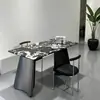 Soporte de pata de mesa de comedor de piedra de lujo, base de mesa de comedor de losa de roca de acero inoxidable, patas de mesa de losa de roca de lujo ligero de alta gama, base de mesa redonda larga