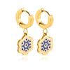 Pendientes de ciruela creativos japoneses y coreanos nuevos, estilo INS femenino, populares, galvanizados, resistentes a la decoloración, de acero inoxidable con forma de ojo de diablo