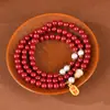 Pulseira de Cinábrio com Ouro Roxo, Jade Branco, Cabaça, Amuleto da Sorte de Três Círculos, Pulseira do Ano Zodiacal de Casal com Pérolas, Joias para Vendedores Ambulantes