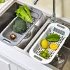 Cesta de Drenagem Retrátil Bacia para Lavar Legumes Bacia para Lavar Legumes Cesta de Armazenamento de Plástico para Frutas e Legumes Pia da Cozinha Pia para Lavar Louça Cesta de Drenagem