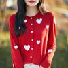 Cardigan de Lã Penteada Gola Redonda Tricotado Estilo Francês Novo Primavera 2025 Blusa Solta Versátil para Mulheres