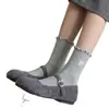 Meias com Laço para Mulheres, Meias Versáteis da Moda, Estilo Japonês de Renda para Primavera, Meias Longas Confortáveis e Versáteis, Estilo Primavera e Verão, Cor Sólida para Meninas
