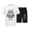 Traje informal de seda de hielo para hombre, camiseta de manga corta con estampado de cabeza de tigre, pantalones cortos de seda, finos y holgados, para verano