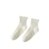 Calcetines de Burbuja Jk hasta la pantorrilla para Mujer, Estilo Delgado de Primavera y Verano, Modernos y Lindos, Estilo Japonés, Blanco Suave Chica Lolita Malla de Encaje
