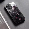 Funda Morada con Rosa Estilo Suave y Fresco para iPhone 15 con Sensación Premium de Metal Desnudo, Cubierta Protectora Apple 18Promax