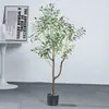 Planta verde artificial estilo nórdico, olivo, planta artificial en maceta, gran adorno decorativo para sala de estar, decoración de bonsái de interior, árbol artificial