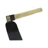 Herramienta de jardinería con mango de madera negro, azada de doble extremo de doble uso, rastrillo de cuatro dientes, pala, azada para exteriores, pala para flores para deshierbar