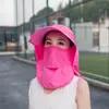 Chapéu de Sol Feminino de Verão para Passeio ao Ar Livre com Proteção Solar Facial e de Pescoço, Proteção UV, Aba Larga Dobrável, Chapéu Fresco