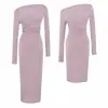 Elegante vestido negro de un solo hombro y manga larga para mujer, perfecto para otoño. Este vestido entallado que realza la figura acentúa tu cintura y caderas, creando una silueta chic y elegante.