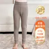 Calça térmica de camada dupla com tecido escovado dos dois lados, elástica, adequada para outono e crianças do ensino fundamental, perfeita para usar sob o uniforme escolar ou como legging de casa