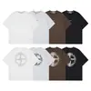 Camiseta Casual Solta de Manga Curta em Algodão Puro com Estampa de Pedra Transfronteiriça, Bússola, Pincel Fantasma e Folha de Prata para Homem