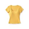 2025 Nuevo Estilo de Verano Lujuria Pura Chica Caliente Cómic Pecho Cuello U Manga Corta Camiseta de Mujer Estilo Europeo y Americano Top Ajustado de Color Puro