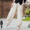 Nuevos pantalones casuales de verano, pantalones tipo harén, pantalones cómodos de algodón y lino, pantalones cropped versátiles simples de otoño tipo zanahoria para mujer