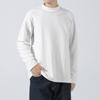 Camiseta Masculina de Veludo Dupla Face com Manga Longa Outono e Inverno Cor Sólida Solta Camiseta Interna Estilo Hong Kong Retrô Gola Meia-alta Camisa Base