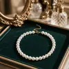 Collar con Colgante Cadena para Clavícula de Perla de Imitación Blanca de 6 mm para Mujer