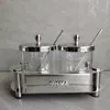 Juego de tarros para condimentos de acero inoxidable 304 de calidad alemana, juego de tres piezas de botella para condimentos de cocina casera y salero
