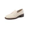 Sapatos Loafer Básicos de Couro Texturizado Versáteis para Todas as Estações Primavera Inicial 2023 Salto Baixo Sapatos Pequenos de Couro Bico Redondo Sapatos de Camada Única em Couro Inteiro para Mulheres