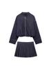 Roupas femininas europeias e americanas transfronteiriças 2025 primavera nova gola alta solta casaco jeans curto saia jeans plissada