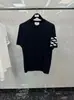 Directo de fábrica TB Tom Verano Nuevo Clásico Cuatro Barras Diamante Tejido Cuello Redondo Jersey Manga Corta Casual Manga Corta Trendy