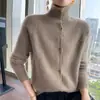 Cárdigan de cachemira nuevo para otoño e invierno, de cuello alto para mujer, top elegante de corte holgado, de un solo botón, abrigo versátil, capa base de lana